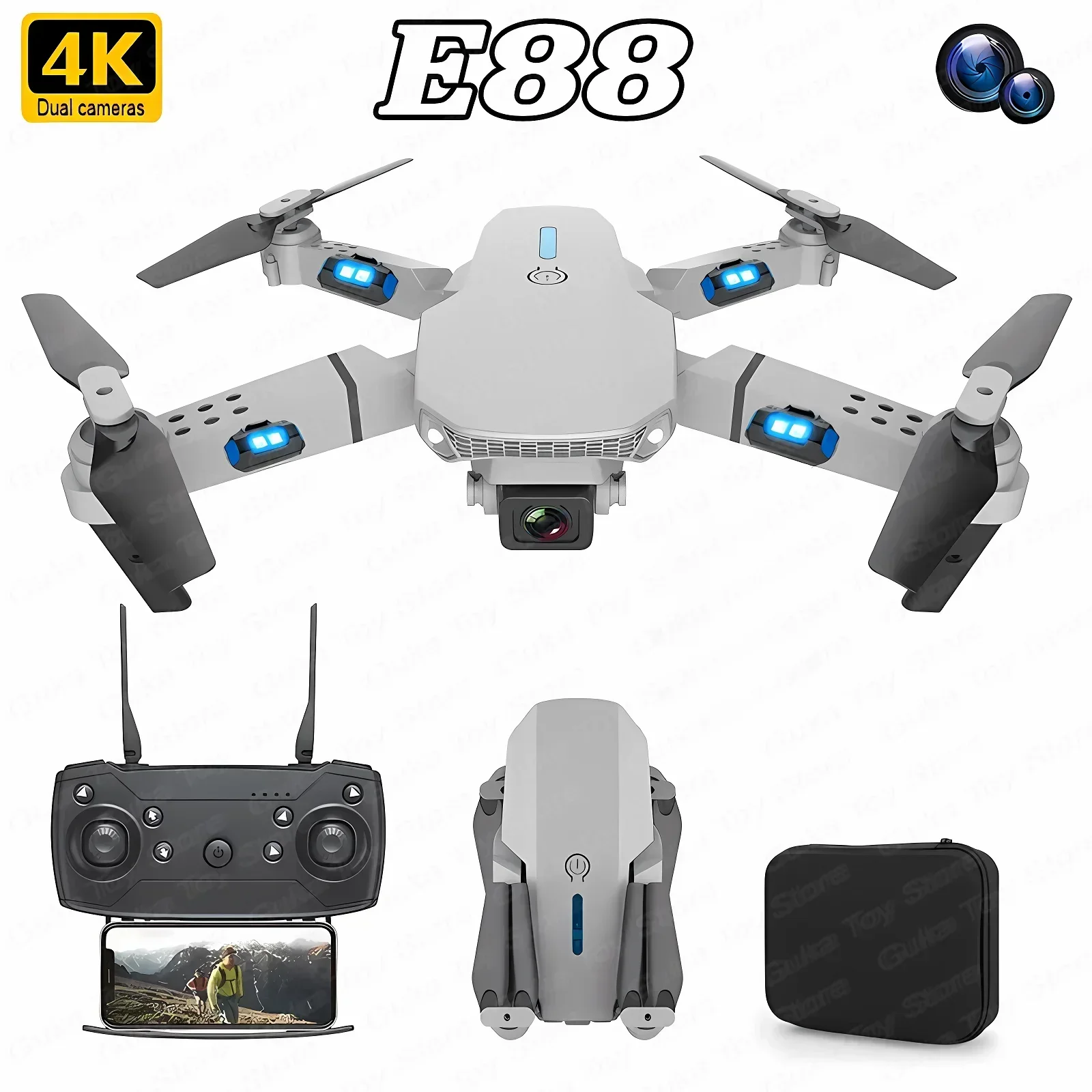 Rc Helicopter Case - E88 Pro WIFI FPV Drone grandangolare